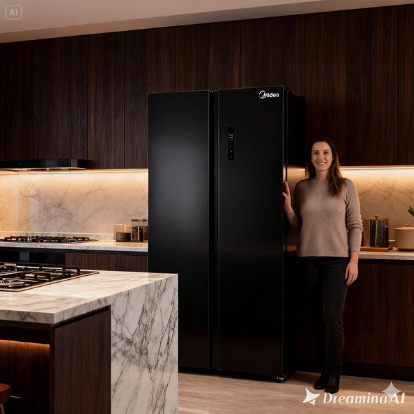 Geladeira Midea side by side 511L inverter preta com Design Premium e Conectividade em 2025/2026