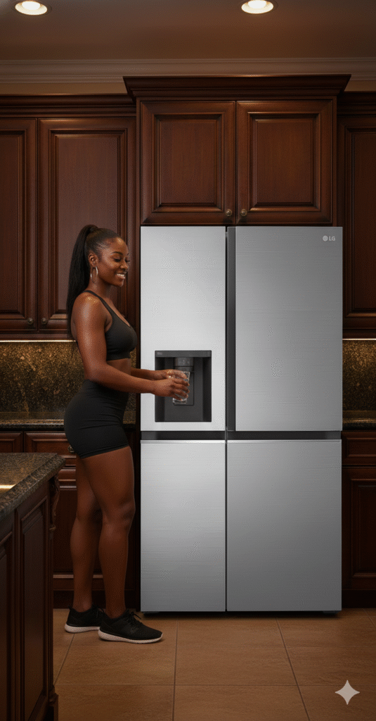 Geladeira side by side LG GC-L257SLP 611L, tecnologia UVnano, Frost Free, dispenser de água e gelo, design premium aço escovado, grande capacidade